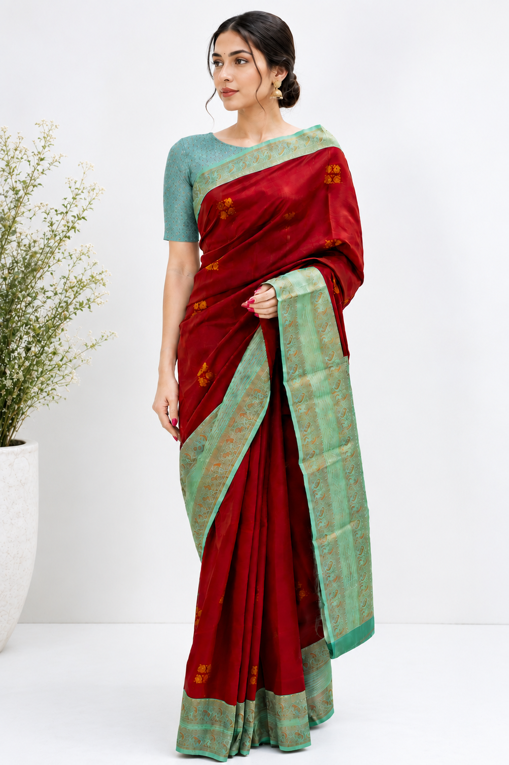 SUMA Ayodya Kota Silk – Red with Rexona Copper Zari