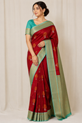 NAVILU Ayodya Kota Silk – Red with rexona with Copper Zari
