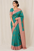 NAVILU Ayodya Kota Silk – Rexona with with Pink Copper Zari