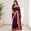 NAVILU Ayodya Kota Silk – Violet with Gold Copper Zari