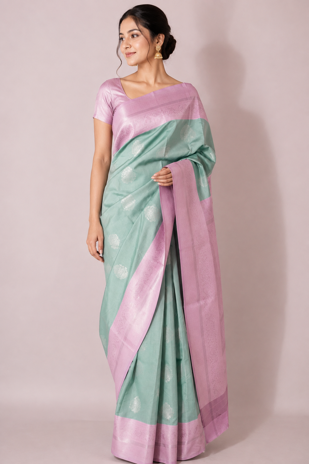 TARA Ayodya Kota Silk – Rexona Pink with Silver Zari