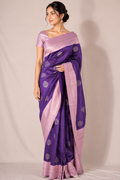 TARA Ayodya Kota Silk  – Purple Pink with Silver Zari