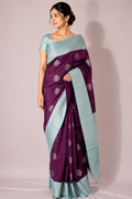 TARA Ayodya Kota Silk   – Wine Rexona with Silver Zari