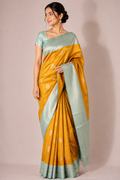 TARA Ayodya Kota Silk  – Mustard Rexona with Silver Zari