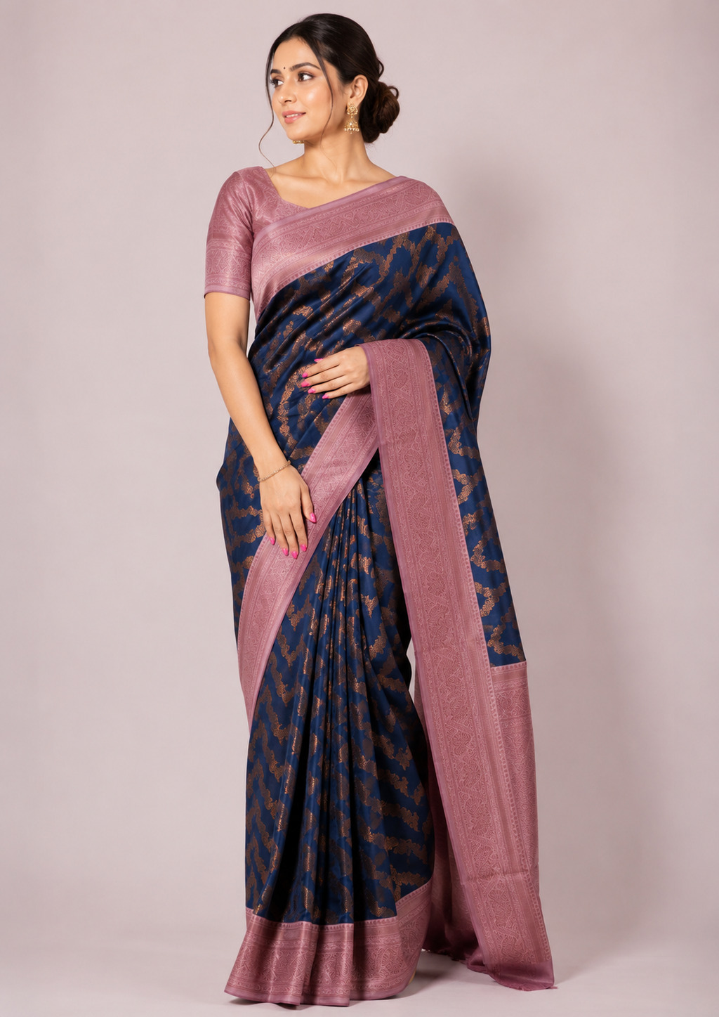 PARI Ayodya Kota Silk  – B Green Pink with Copper Zari