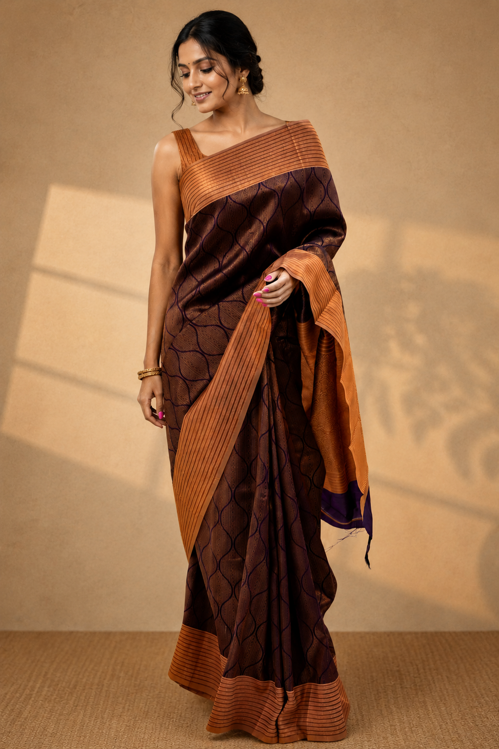 TARINI Ayodya Kota Silk – Purple with Gold with Copper Zari