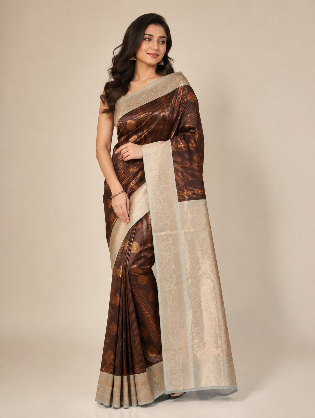 PARI Ayodya Kota Silk – Maroon Rexona with Copper Zari