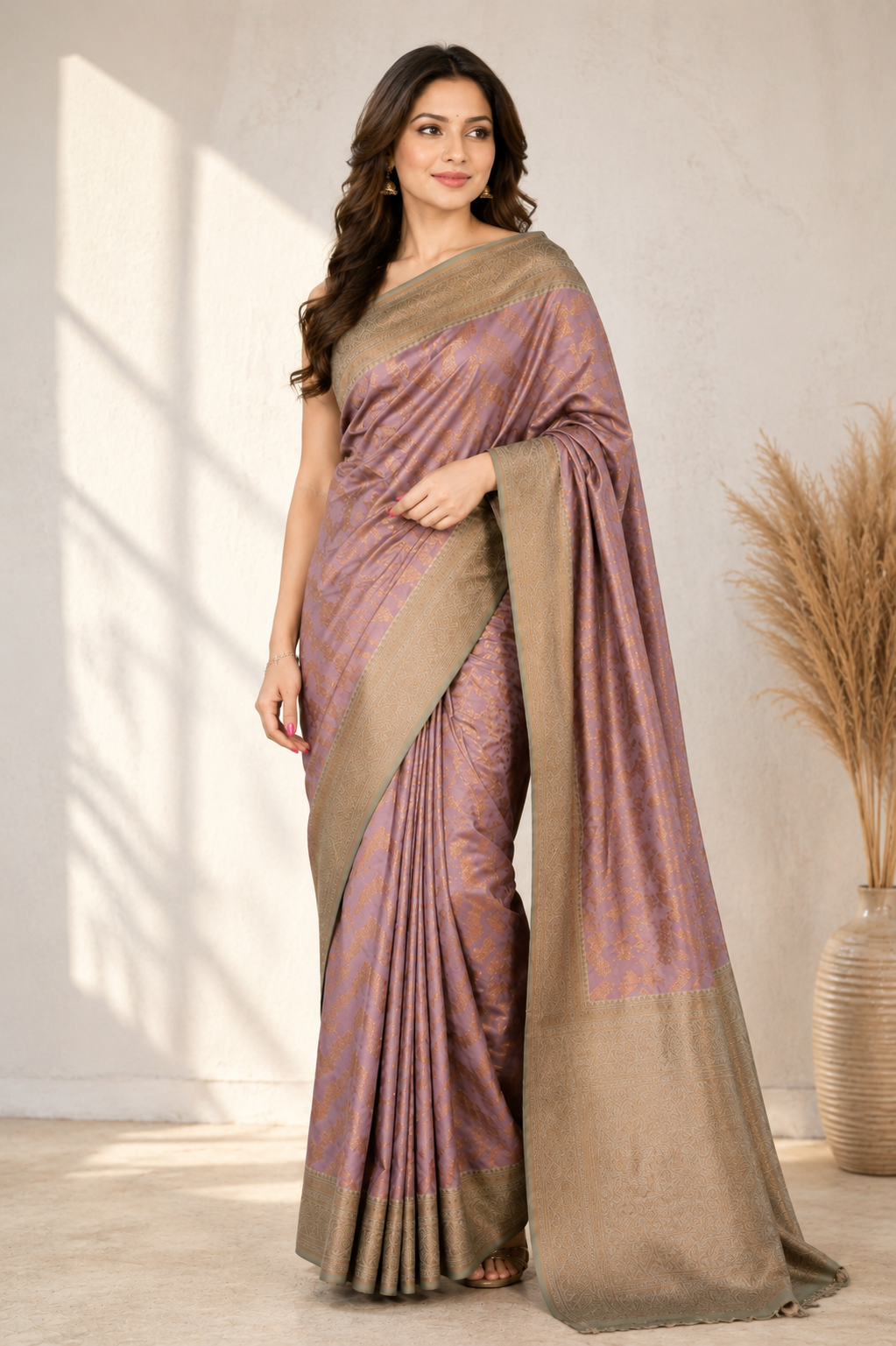 PARI Ayodya Kota Silk  – Baby Pink Rexona with Copper Zari