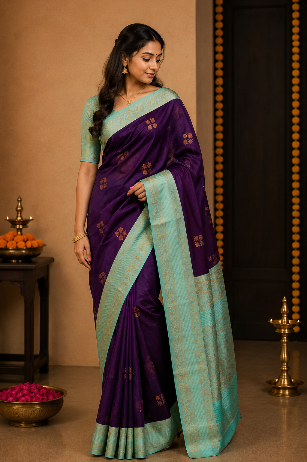 SUMA Ayodya Kota Silk – Violet with Rexona Copper Zari