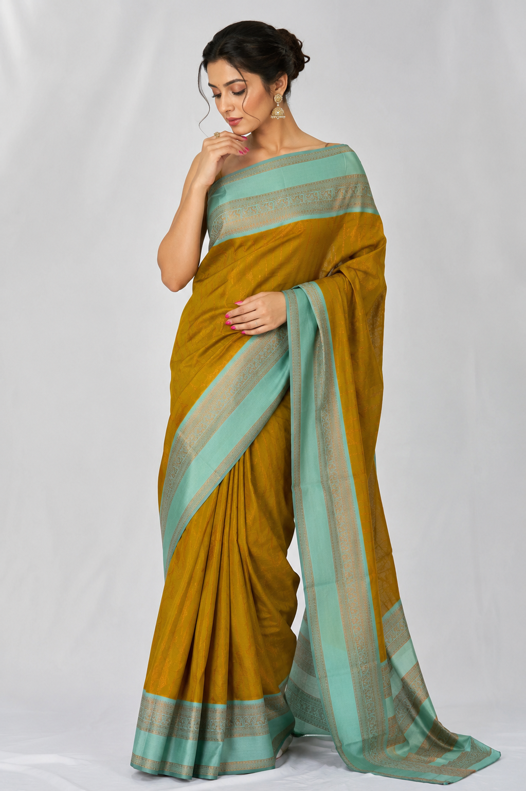 RANI Ayodya Kota Silk – Mustard yellow with Rexona Copper Zari