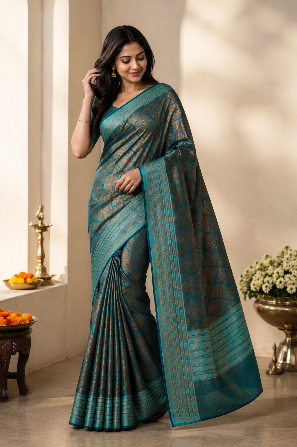 TARINI Ayodya Kota Silk – Rama with Rexona with Copper Zari