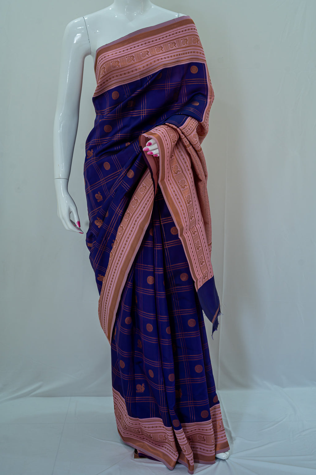 RANI Ayodya Kota Silk – Blue with Copper Zari