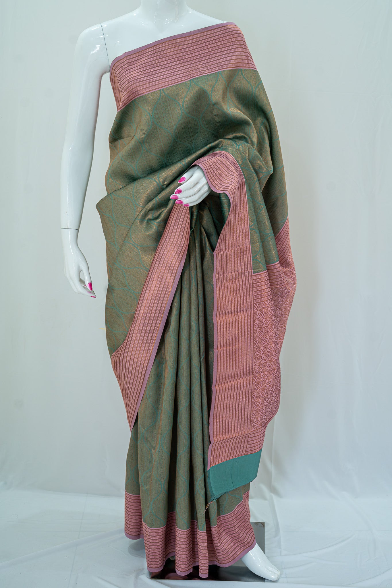 TARINI Ayodya Kota Silk – Rexona with Pink with Copper Zari