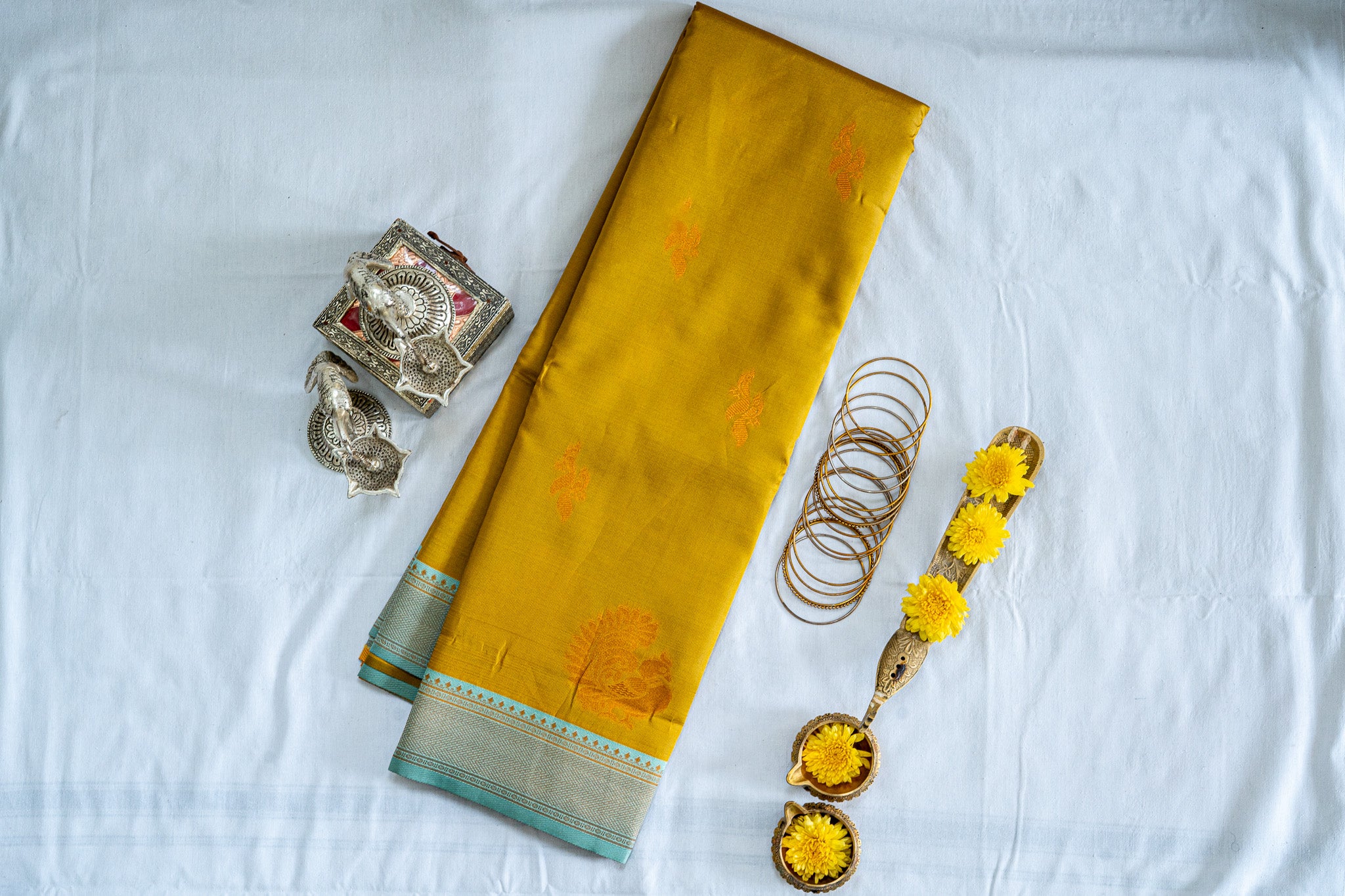 HAMSA Ayodya Kota Silk – Mustard yellow with Rexona Copper Zari
