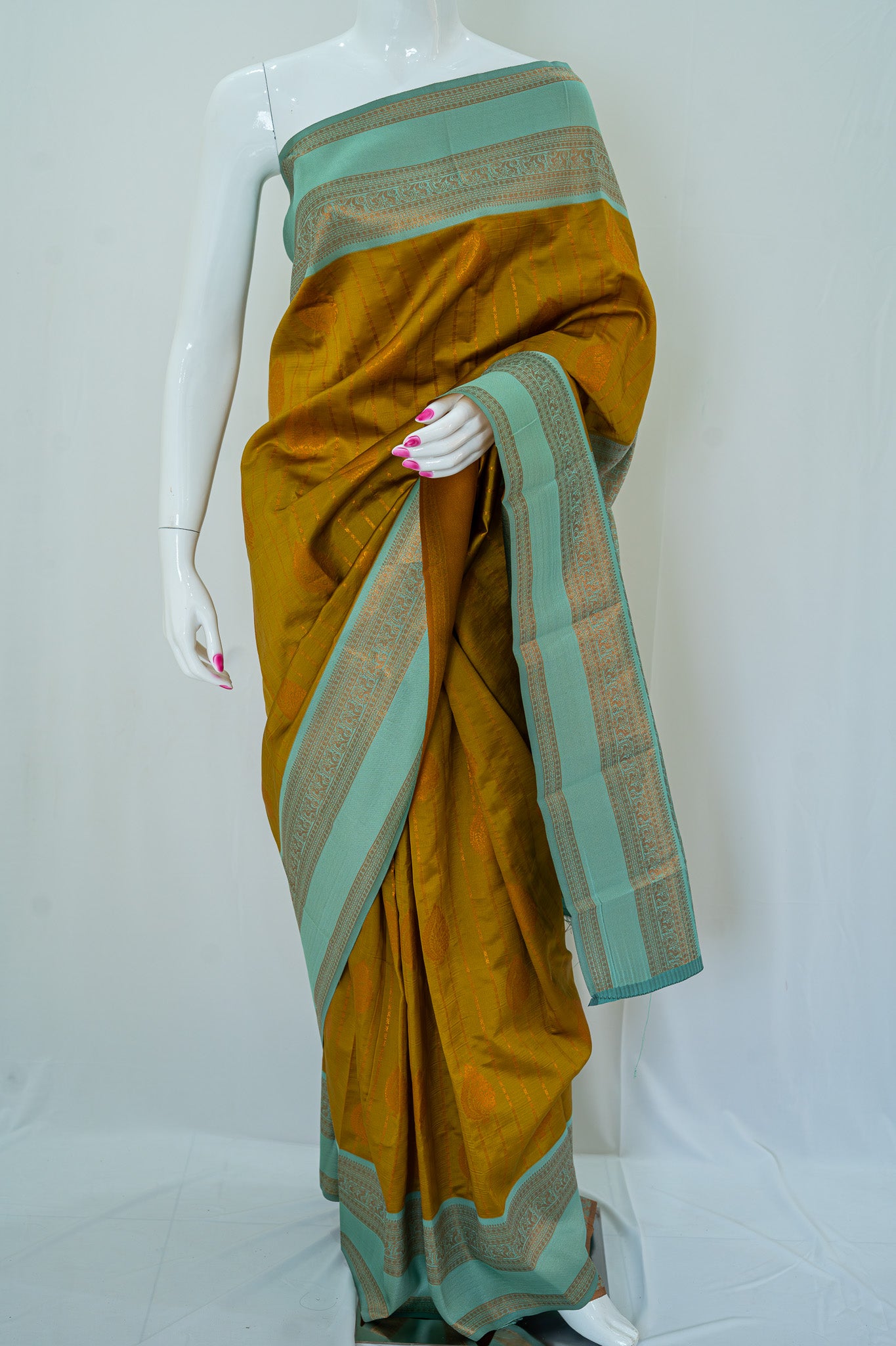 RANI Ayodya Kota Silk – Mustard yellow with Rexona Copper Zari