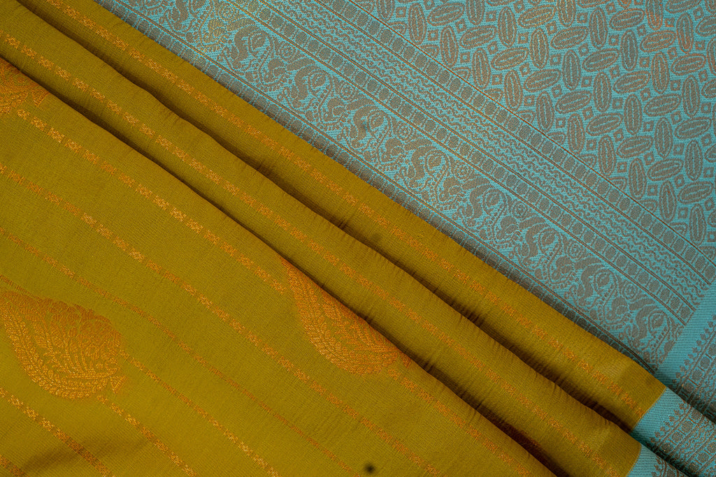 RANI Ayodya Kota Silk – Mustard yellow with Rexona Copper Zari