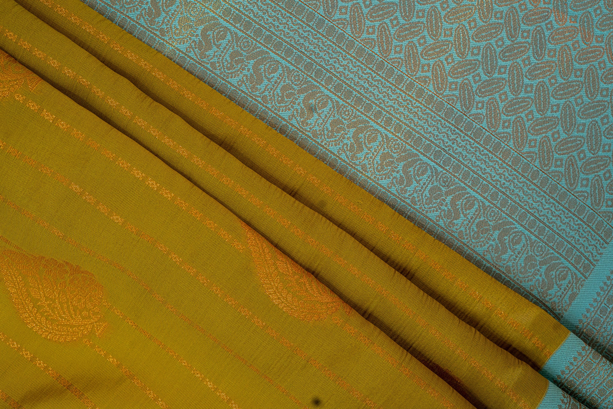 RANI Ayodya Kota Silk – Mustard yellow with Rexona Copper Zari