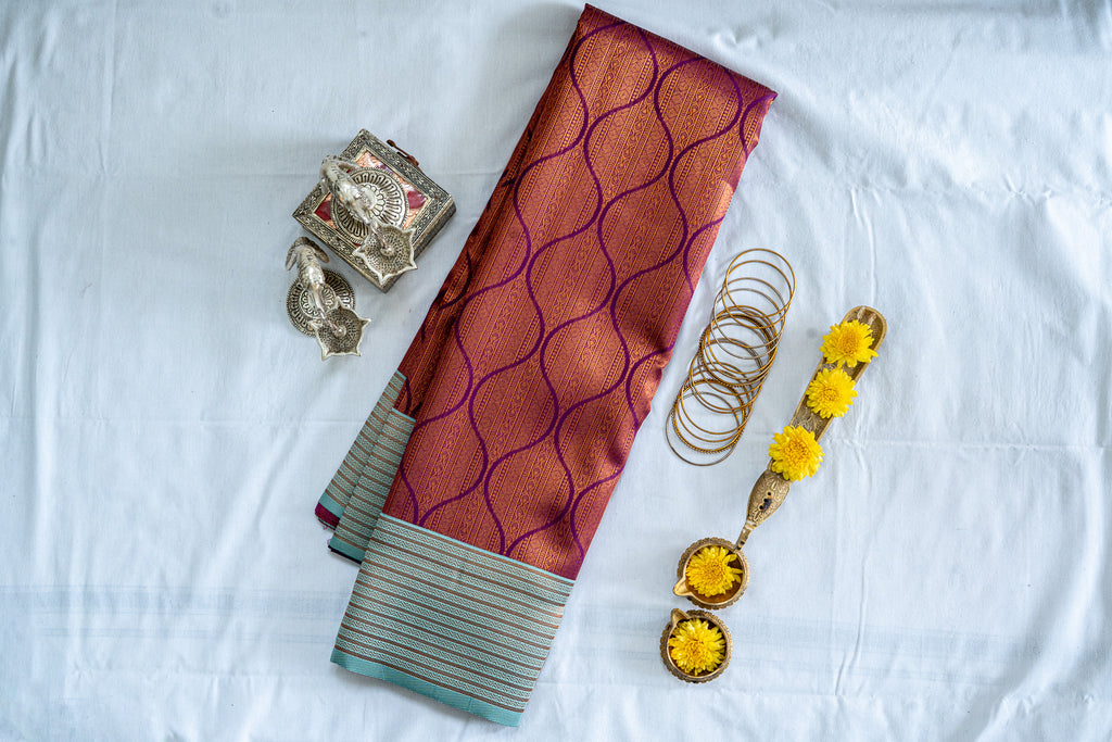 TARINI Ayodya Kota Silk – Violet with rexona with Copper Zari