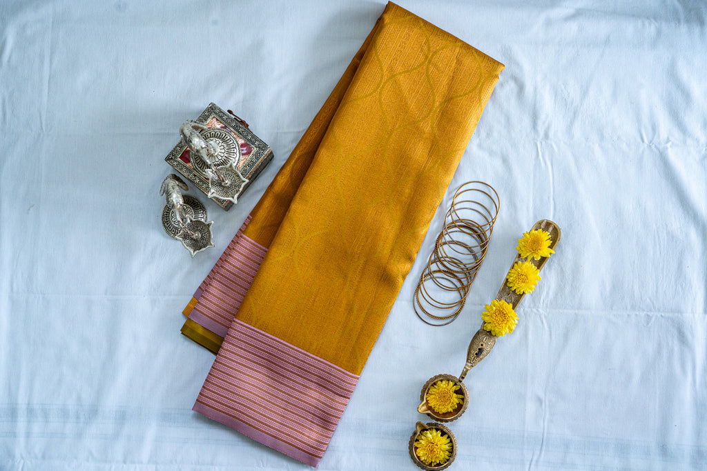 TARINI Ayodya Kota Silk – Purple with Gold with Copper Zari