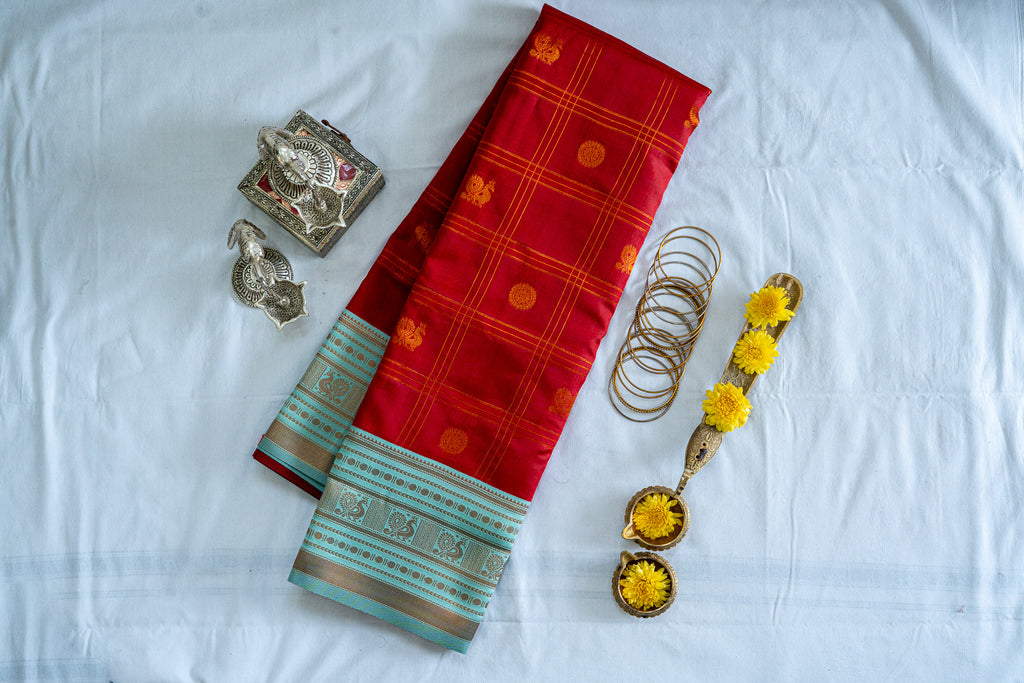 RANI Ayodya Kota Silk – Red with Rexona Copper Zari