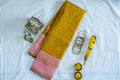 RANI Ayodya Kota Silk – Mustard yellow with Pink Copper Zari