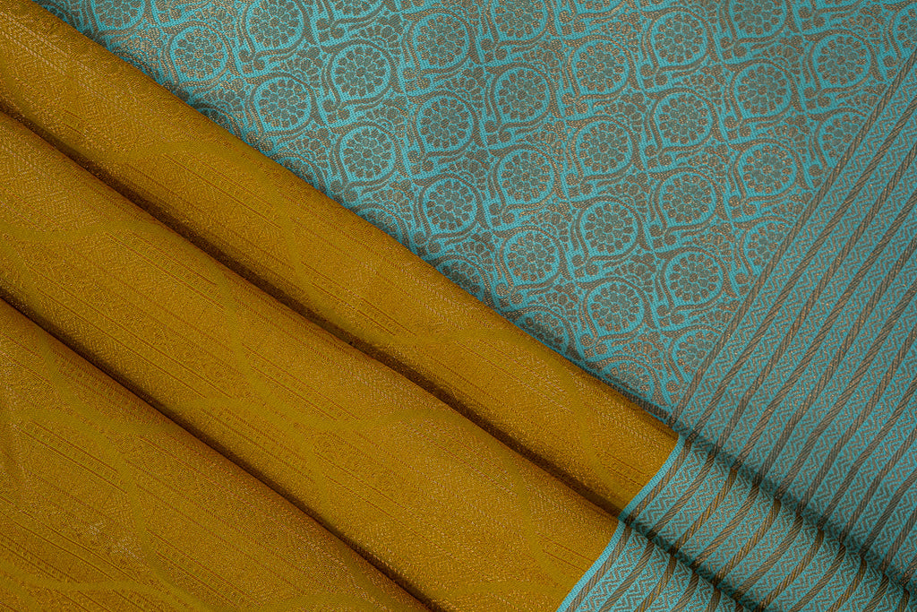 TARINI Ayodya Kota Silk – Mustard yellow with Rexona with Copper Zari