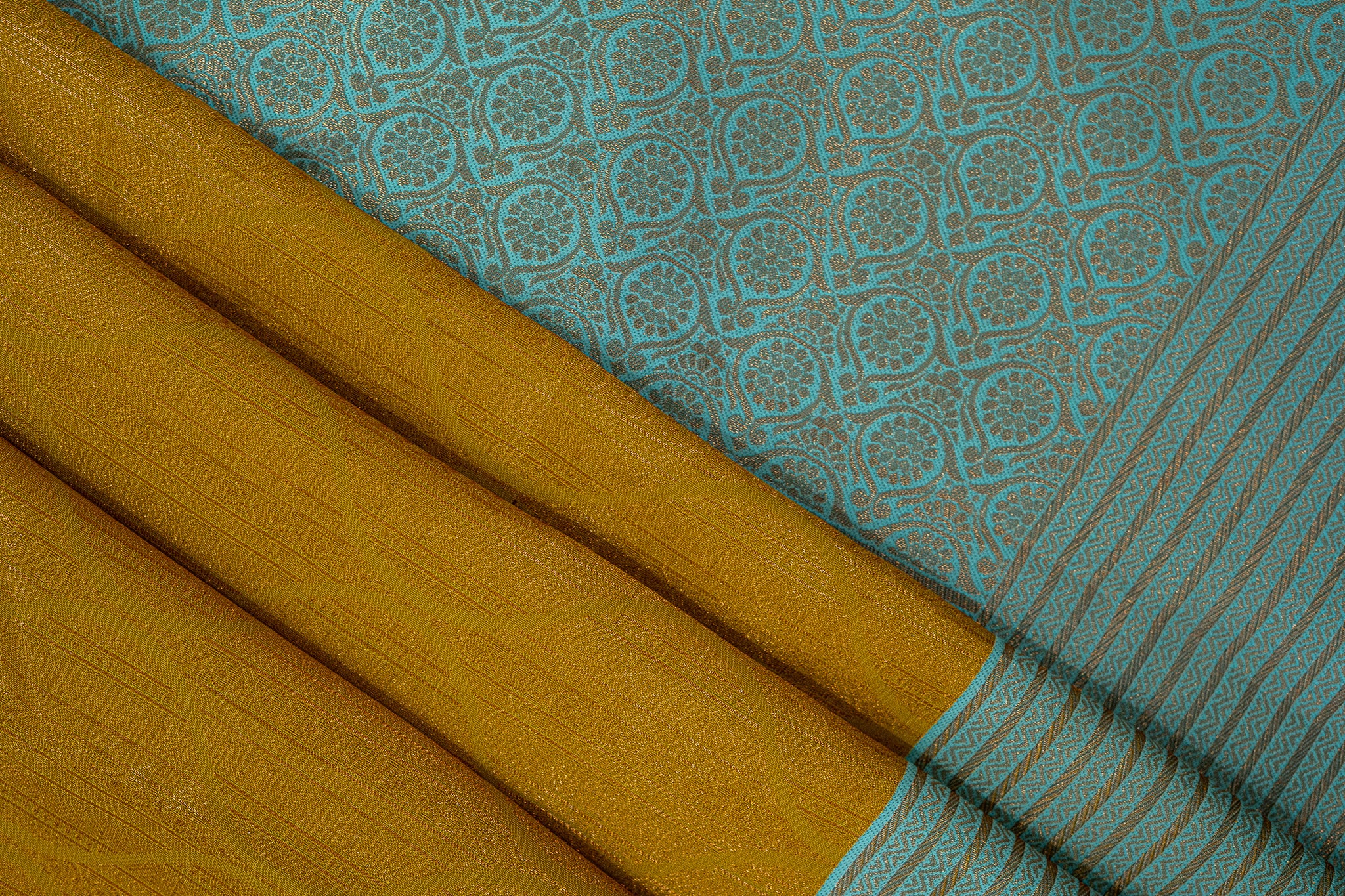 TARINI Ayodya Kota Silk – Mustard yellow with Rexona with Copper Zari