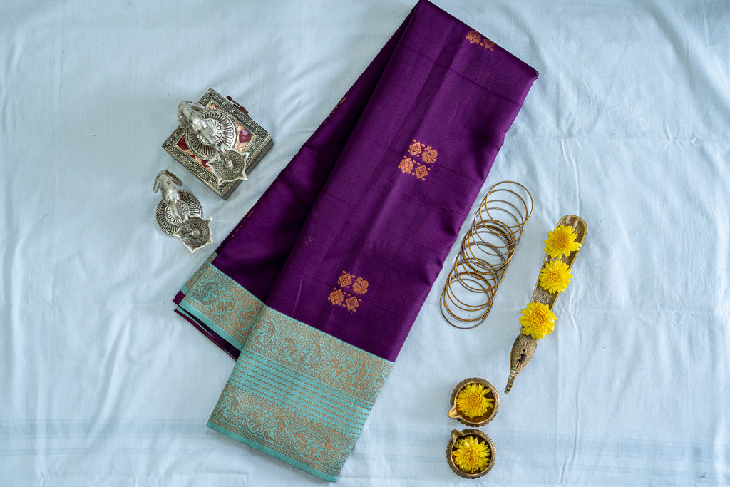 SUMA Ayodya Kota Silk – Violet with Rexona Copper Zari