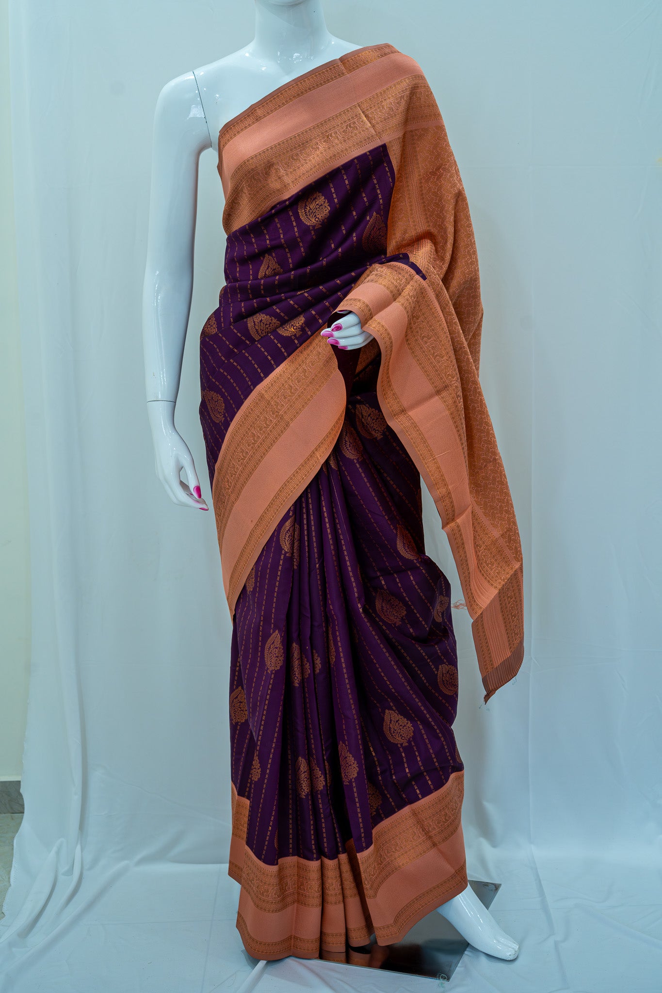 RANI Ayodya Kota Silk – Violet with Gold Copper Zari
