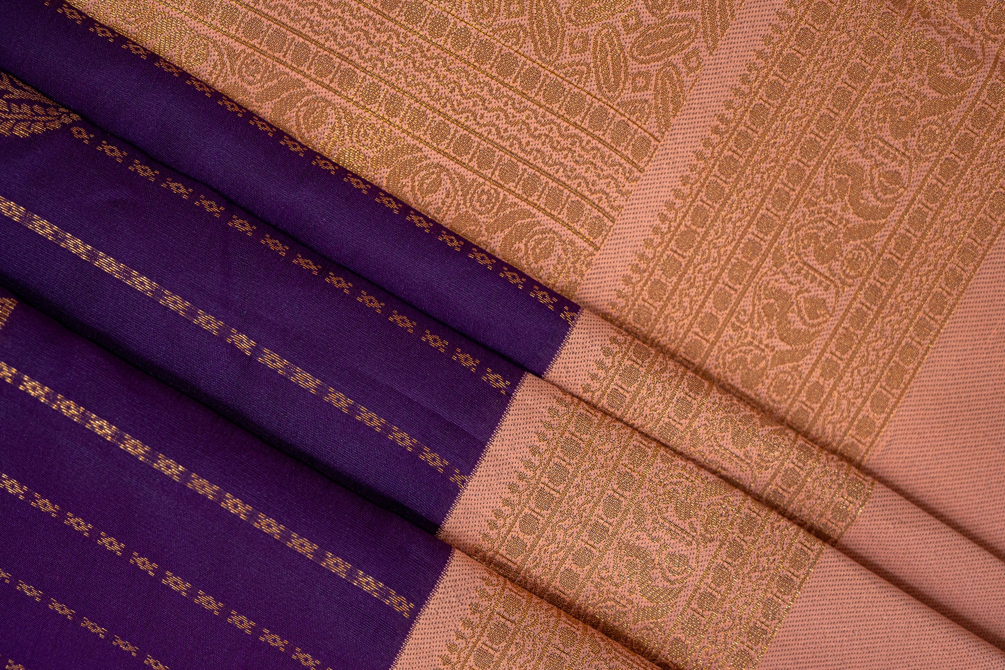 RANI Ayodya Kota Silk – Violet with Gold Copper Zari
