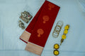 NAVILU Ayodya Kota Silk – Red with Cream Copper Zari