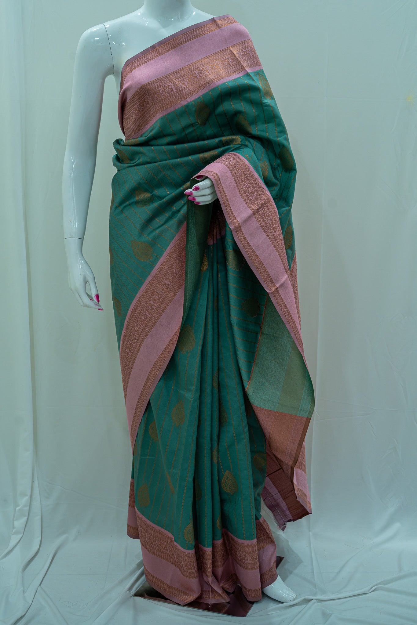 RANI Ayodya Kota Silk – Rexona with Pink Copper Zari
