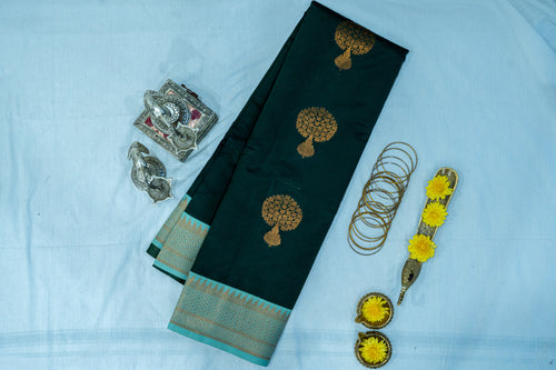 NAVILU Ayodya Kota Silk – Green with Rexona Copper Zari