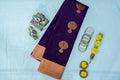 NAVILU Ayodya Kota Silk – Violet with Gold Copper Zari