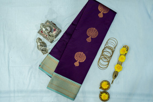 NAVILU Ayodya Kota Silk – Blue with Rexona Copper Zari