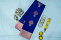 NAVILU Ayodya Kota Silk – Blue with Pink Copper Zari