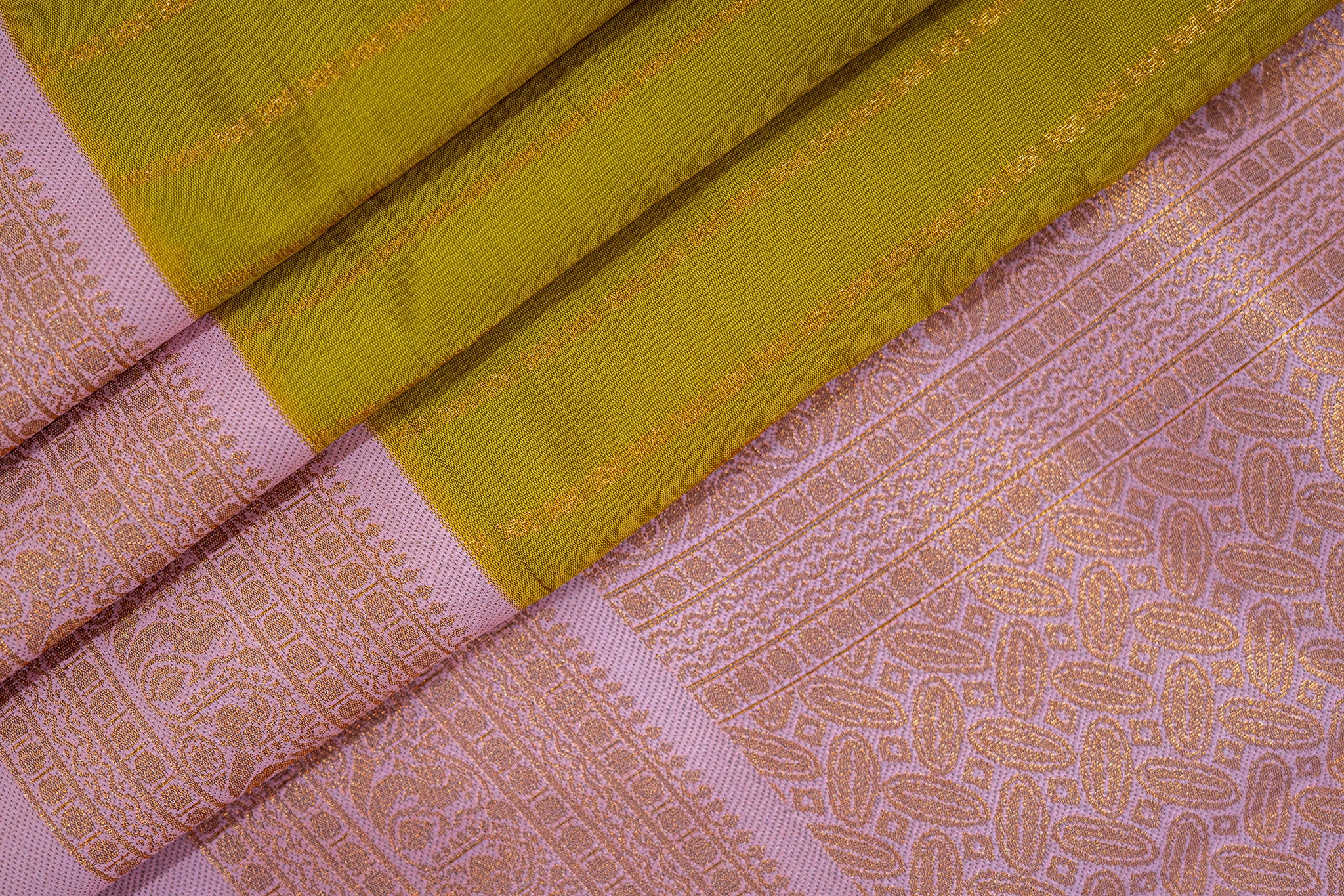 RANI Ayodya Kota Silk – Mustard yellow with Pink Copper Zari
