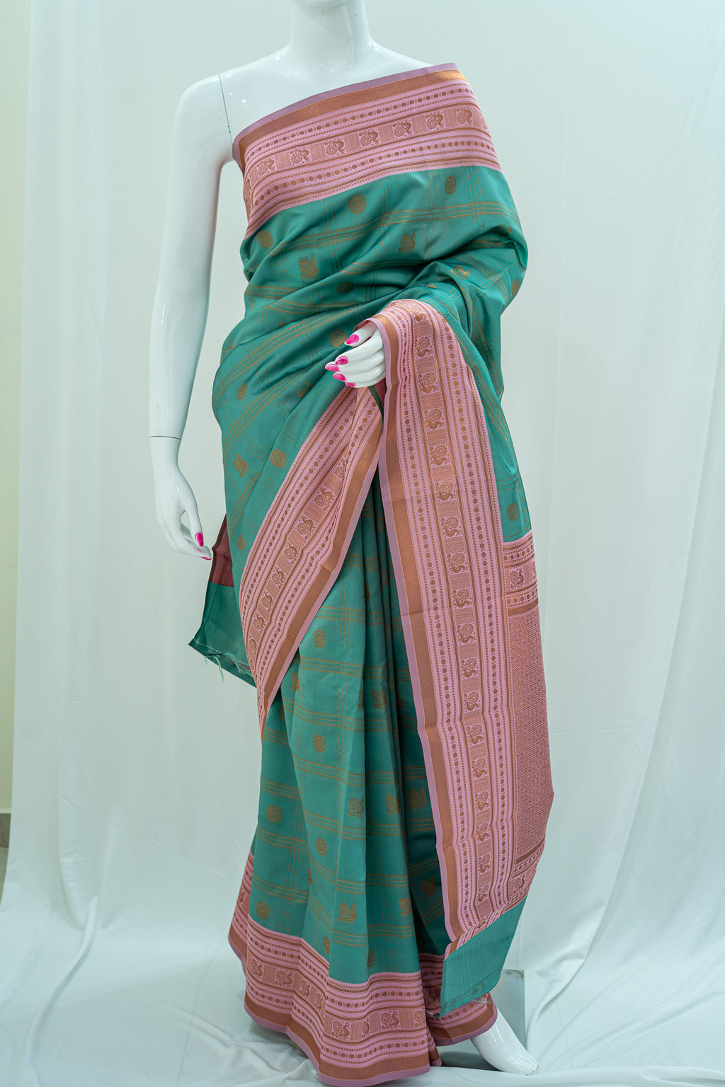 RANI Ayodya Kota Silk – Rexona with Pink Copper Zari
