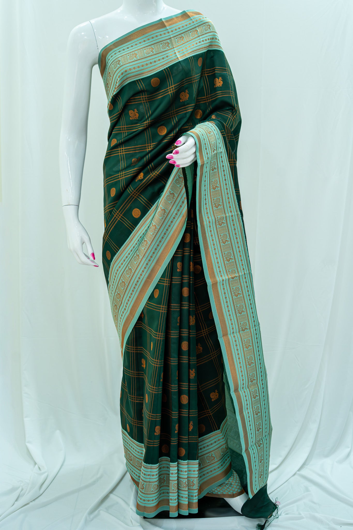 RANI Ayodya Kota Silk – Blue with Copper Zari