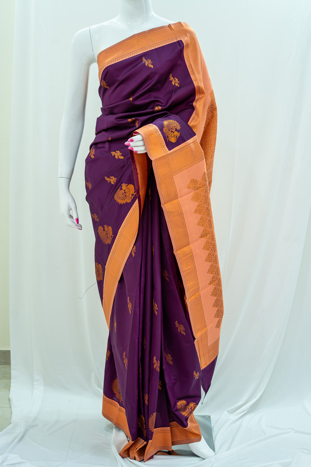 HAMSA Ayodya Kota Silk – Purple with Gold Copper Zari