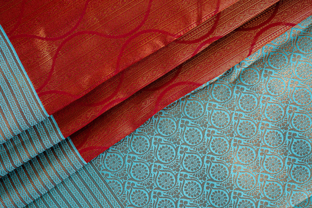 TARINI Ayodya Kota Silk – Orange with Rexona with Copper Zari