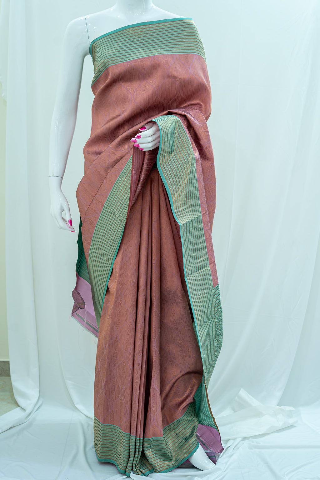 TARINI Ayodya Kota Silk – Pink with Rexona with Copper Zari
