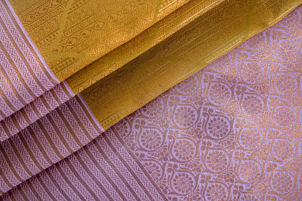 TARINI Ayodya Kota Silk – Purple with Gold with Copper Zari