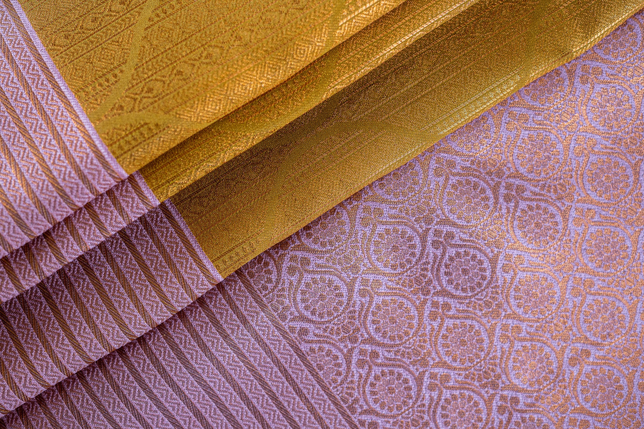 TARINI Ayodya Kota Silk – Purple with Gold with Copper Zari