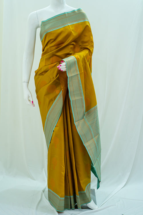 NAVILU Ayodya Kota Silk – Mustard yellow with Rexona Copper Zari