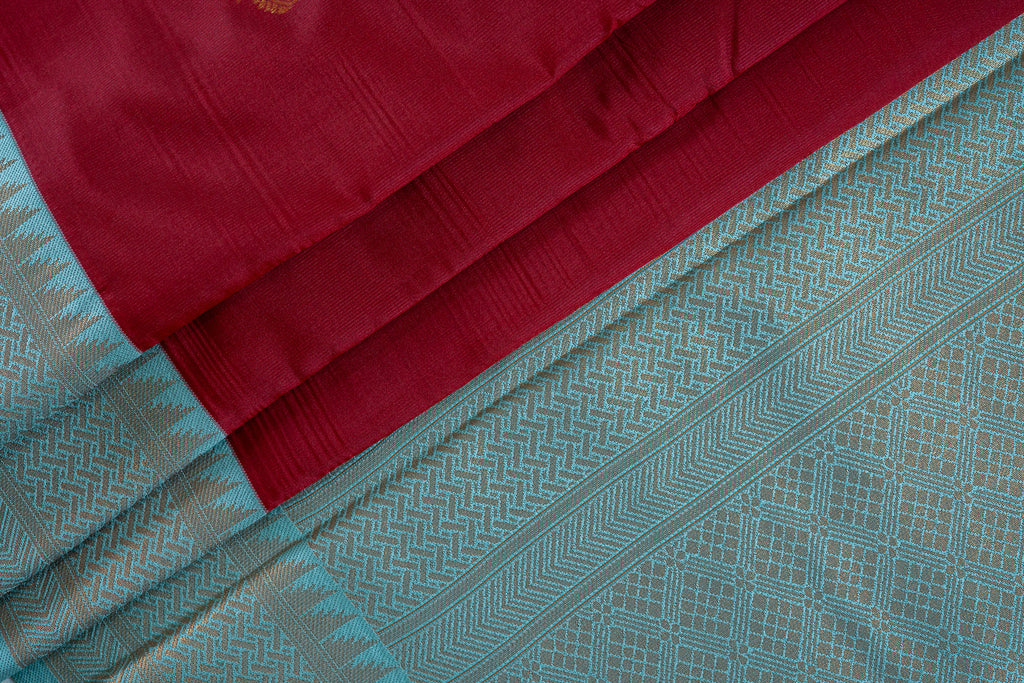 NAVILU Ayodya Kota Silk – Red with Rexona Copper Zari