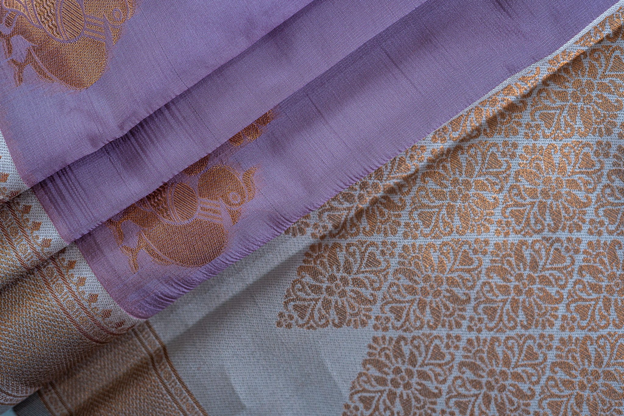 HAMSA Ayodya Kota Silk – Pink with White Copper Zari