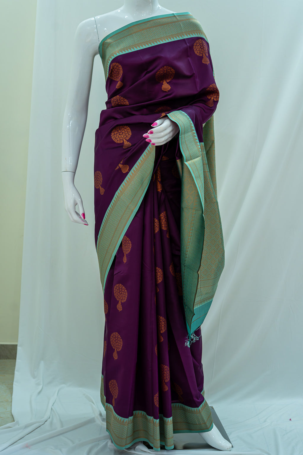 NAVILU Ayodya Kota Silk – Blue with Rexona Copper Zari