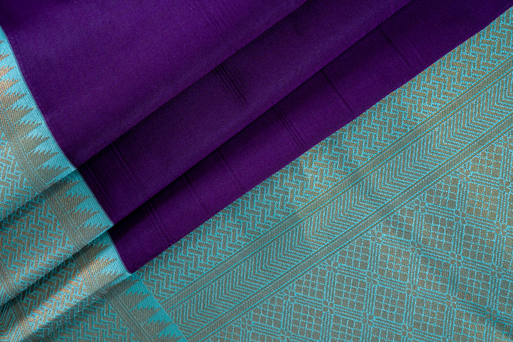 NAVILU Ayodya Kota Silk – Blue with Rexona Copper Zari