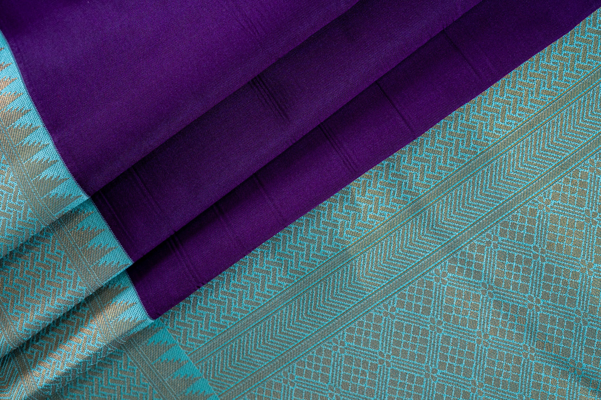NAVILU Ayodya Kota Silk – Blue with Rexona Copper Zari